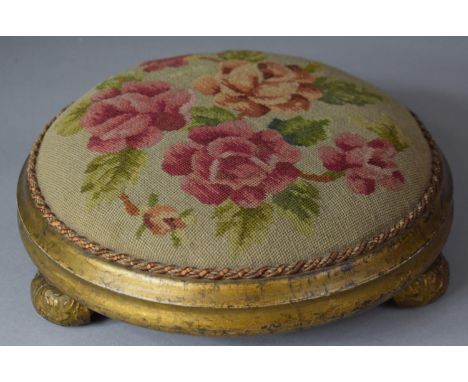 A Tapestry Topped Upholstered Circular Stool