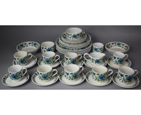 A Mid 20th Century Midwinter Pattern Breakfast Set to comprise Plates, Side Plates, Small Plates, Mugs, Saucers, Bowls Etc 
