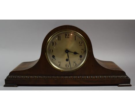 A Oak Cased Napoleon Hat Westminster Chime Mantel Clock, 50cms Wide 