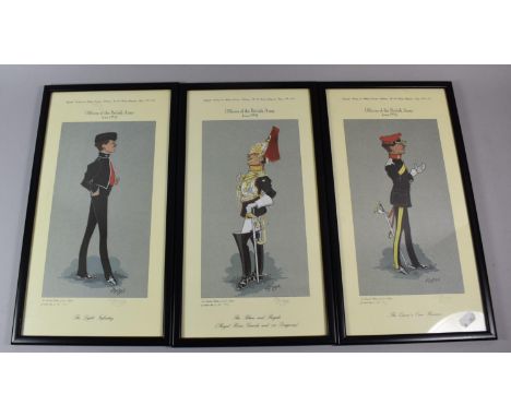 Three Limited Edition Framed Army Prints, Officers of The British Army, All Numbered and Signed by the Artist, 22.5x41.5cms 