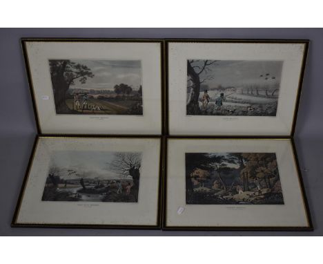 Four Framed Shooting Engravings, Snipe Shooting, Pheasant Shooting, Partridge Shooting and Duck Shooting, Drawn and Engraved 