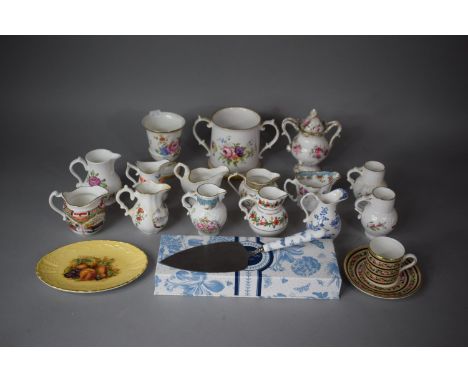 A Collection of Various Royal Worcester Reproduction Miniature Jugs (Some with Certificates), together with a Portmeirion Bot