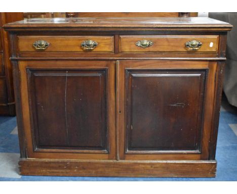 A 19th Century Walnut Buffet Cupboard with Two Drawers Surmounting Cupboard Base, 120cms Wide 
