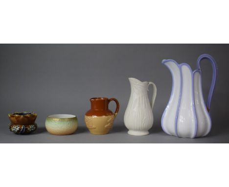 A Collection of Late 19th Century and Later Ceramics to Include Victorian Lavender and White Decorated Water Jug (Handle Glue