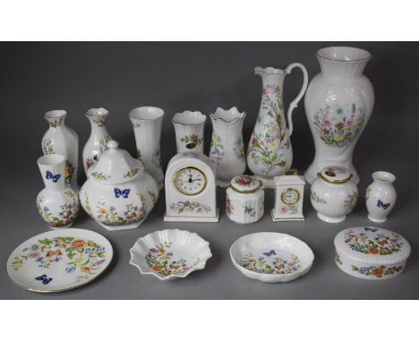 A Collection of Various Aynsley Ceramics to Inlcude Vases, Lidded Boxes, Jar, Mantel Clock Etc 