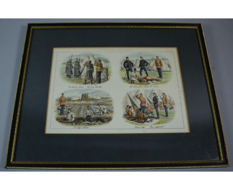 A Hogarth Framed Military Print, Life in the Army-Under Canvas, Plate 14, 41cms Wide