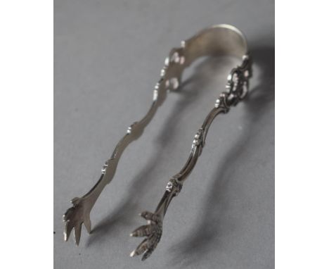 A Pair of Norwegian Silver Sugar Nips in the Form of Birds Feet, Stamped Sterling by Th Marthinson, Norway 413.