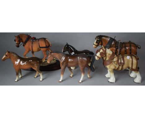 A Collection of Horse Ornaments to include Country Artists Country Legend "Suffolk Punch in the Cart Harness" by David Ivy, V