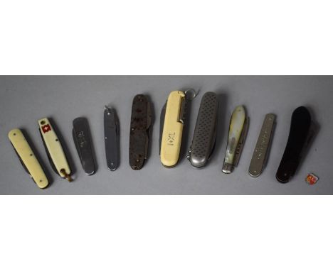 A Collection of Various Pen Knives and Fruit Knives to Include Victorian Silver Bladed and Mother of Pearl  Mounted Example (