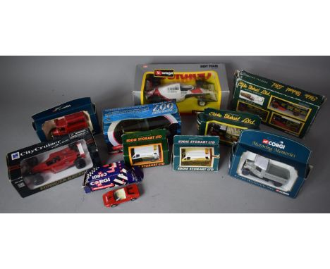A Collection of Various Boxed Corgi and Burago Cars to include Eddie Stobart, Rolls Royce, Motoring Memories, Burago Indy Tea