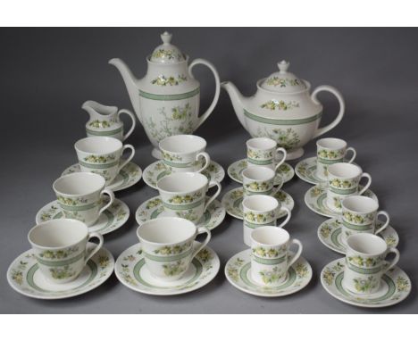 A Royal Doulton Tonkin Pattern Coffee and Tea Service to comprise Teapot, Coffee Pot, Teacups, Cans, Milk, Saucers, Side Plat