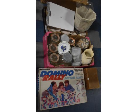 A Collection of Items to include Domino Rally Kit, Supreme Hair Dryer, Various Glass Jars, Ornaments, Vases, Marble Effect Pl