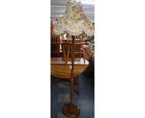 A Turned Wooden Standard Lamp and Shade 