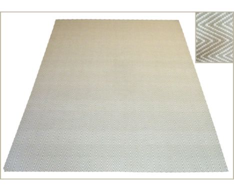 DESIGNER JUTE CARPET, 305cm x 240cm, olive and ivory herringbone design.