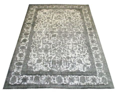 VINTAGE KERMAN CARPET, 305cm x 218cm, medallion on an ivory field of scrolling palmettes and vines in an en gris finish,