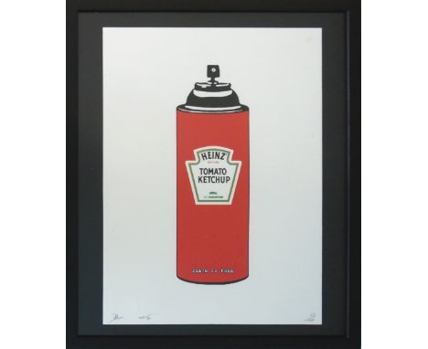 DEATH NYC, 'Ketchup Spray Red', lithograph, limited edition of 100, certificate of authenticity and gold stamp, signed, 45cm 