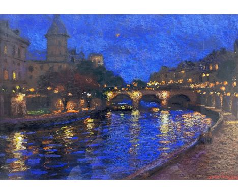 John Mackie (Scottish 1953-): 'Paris - Night', pastel signed and dated 2013, titled verso 23cm x 33cm 