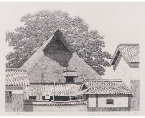RYOHEI TANAKA ( JAPANESE 1933-2019). `HOUSE WITH BIG TREE NO 3'An etching, dated 1992 Signed in pencil T Ryohei `92, numbered