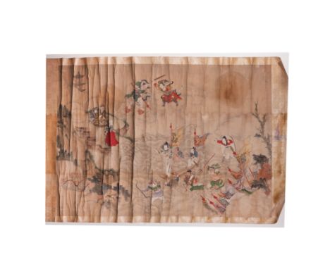 CHINESE SCHOOL, 19TH CENTURY, TWO HAND SCROLL SECTIONS (2)Ink and colour on paper, painted with celestial scenes, each 88cm b