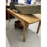 Late 19th cent. Pine refectory style kitchen table.