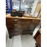 19th cent. Mahogany chest of four long drawers on bracket feet. Approx. 36ins. x 44ins. x 21ins.