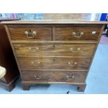 Georgian mahogany two over three chest of drawers of modest proportions on bracket supports with