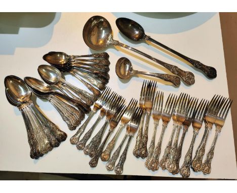 A good selection of silver plated shell pattern cutlery including large ladle, servers, spoons, forks various sizes etc&nbsp;