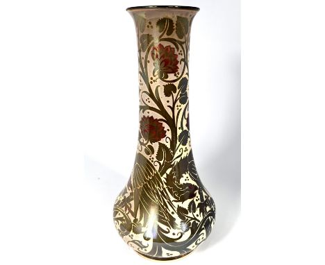 A Pilkington's Royal Lancastrian lustre vase by W S Mycock, of swelling form decorated with exotic birds and flowering branch