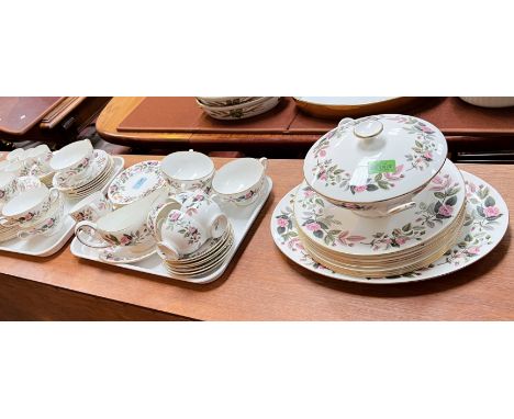 A Wedgwood Hathaway Rose part dinner tea and coffee service with cups saucers, coffee cans, tureen etc approx 74 pieces&nbsp;