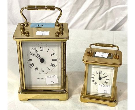 A small modern French style carriage clock by "Fema" London with tradition key wound movement, ht 9cms; a modern French style
