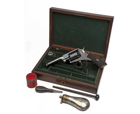 W. WORTON, BIRMINGHAM A CASED 90-BORE PERCUSSION REVOLVER, MODEL 'WEBLEY WEDGE-FRAME TYPE', no visible serial number, conform