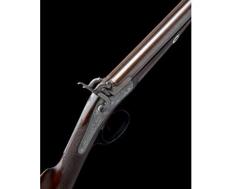 CHARLES LANCASTER, LONDON A CASED EARLY 12-BORE PERCUSSION DOUBLE-BARRELLED SPORTING-GUN, serial no. 184, for 1827 and possib