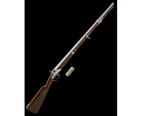 A MINIATURE 60-BORE PERCUSSION CONTINENTAL MUSKET, UNSIGNED, no visible serial number, French or Belgian circa 1840 and possi