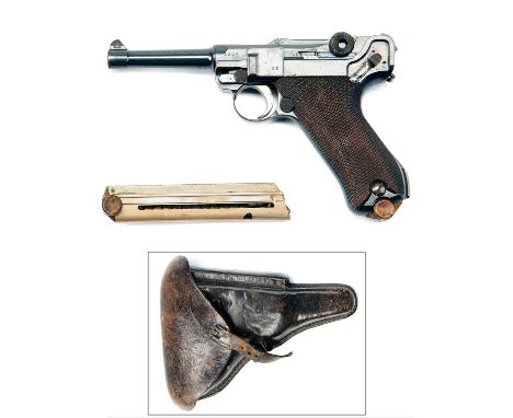 DWM, GERMANY A 9mm (PARA) SEMI-AUTOMATIC SERVICE-PISTOL, MODEL 'P08 LUGER', serial no. 1302, WITH HOLSTER, dated 1914, with 4