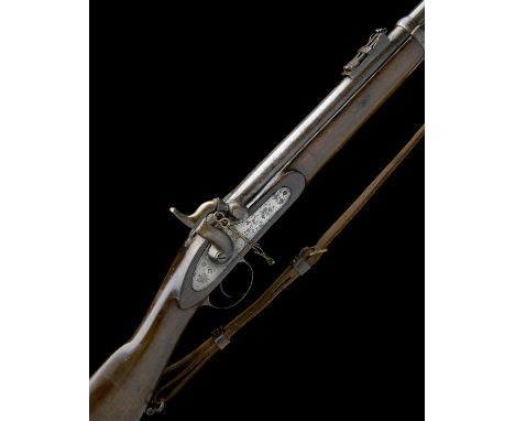 A .577 PERCUSSION SHORT-RIFLE, UNSIGNED, MODEL 'PATTERN 1858 'BAR-ON-BAND'', no visible serial number, dated for 1861, with r