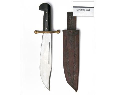 CASE, USA A SCARCE WORLD WAR TWO SURVIVAL BOWIE-KNIFE, MODEL 'V44', no visible serial number, with substantial 9 1/4in. roach