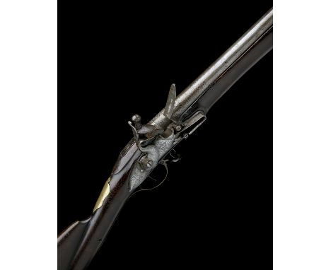 A RARE .750 FLINTLOCK MUSKET SIGNED WOOD, MODEL '1744 SHORT LAND-PATTERN FOR DRAGOONS', no visible serial number, dated for 1