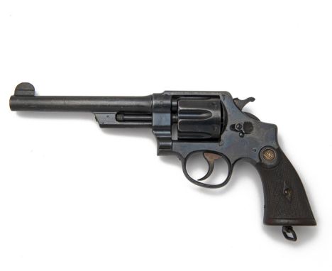 SMITH & WESSON, USA A .455 SIX-SHOT REVOLVER, MODEL 'TRIPLE-LOCK', serial no. 3526, circa 1912, with blued 6 1/2in. barrel si