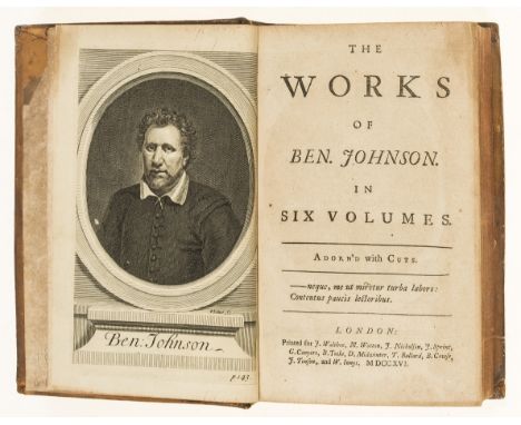 Jonson (Ben) The Works, 6 vol., first octavo and illustrated edition, engraved portrait frontispiece and 11 plates, some spot