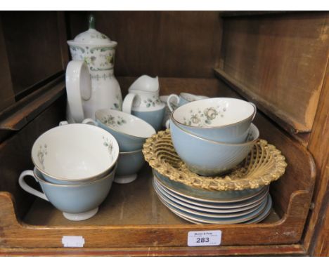 A Royal Doulton Povencal pattern coffee service, pot with six coffee cans and saucers 