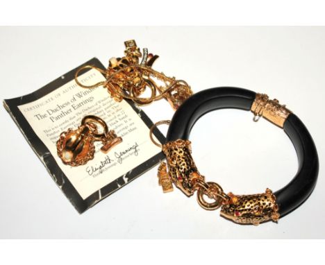 A Duchess of Windsor bangle and earrings by Franklin Mint and a costume necklace and earring set 