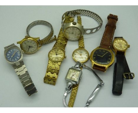 Eight mechanical wristwatches including Rotary automatic, Rone, Roamer and Tissot
