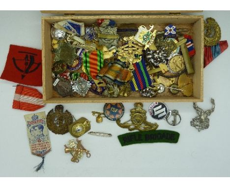 A collection of military and other badges including two United Automobile Services
