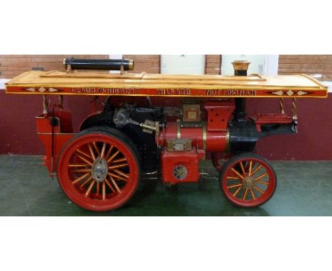 A model scratch built steam traction engine, "Burrells Patent Compound Engine", '95% complete', with cogs, hubs, etc., with p