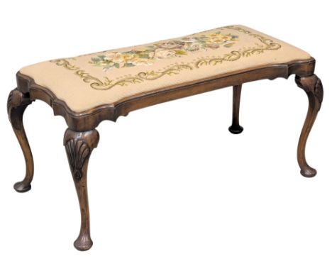 A good quality tapestry top stool. C. 1930. On Cabriole legs. 8x50x49cm