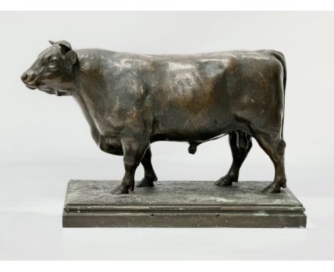Franz Alexander Friedrich Wilhelm Wolff (1816-1887) a large 19th Century bronze shorthorn bull sculpture. Dated 1881. Signed.