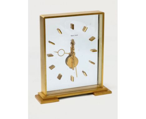 Jaeger LeCoultre. A gilt brass skeleton atmos clock. Mid 20th Century. C.1960. No.355. 18x19.5cm