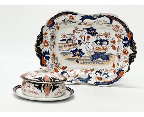 English Imari. Early 19th Century. A Samuel Alcock Imari food server, C. 1830. With an English Imari butter dish and cover. 3