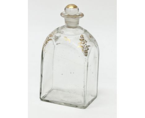 An Early 19th Century, George III gilt glass bottle carafe. C.1800. 8x6x16cm