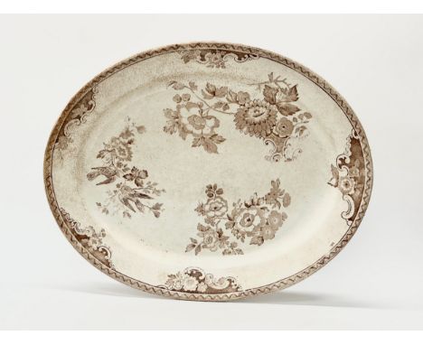 A 19th Century Belleek “Japanese Blossom” platter. 1st Period. C1863-1891. Brown mark. 46.5x37.5cm